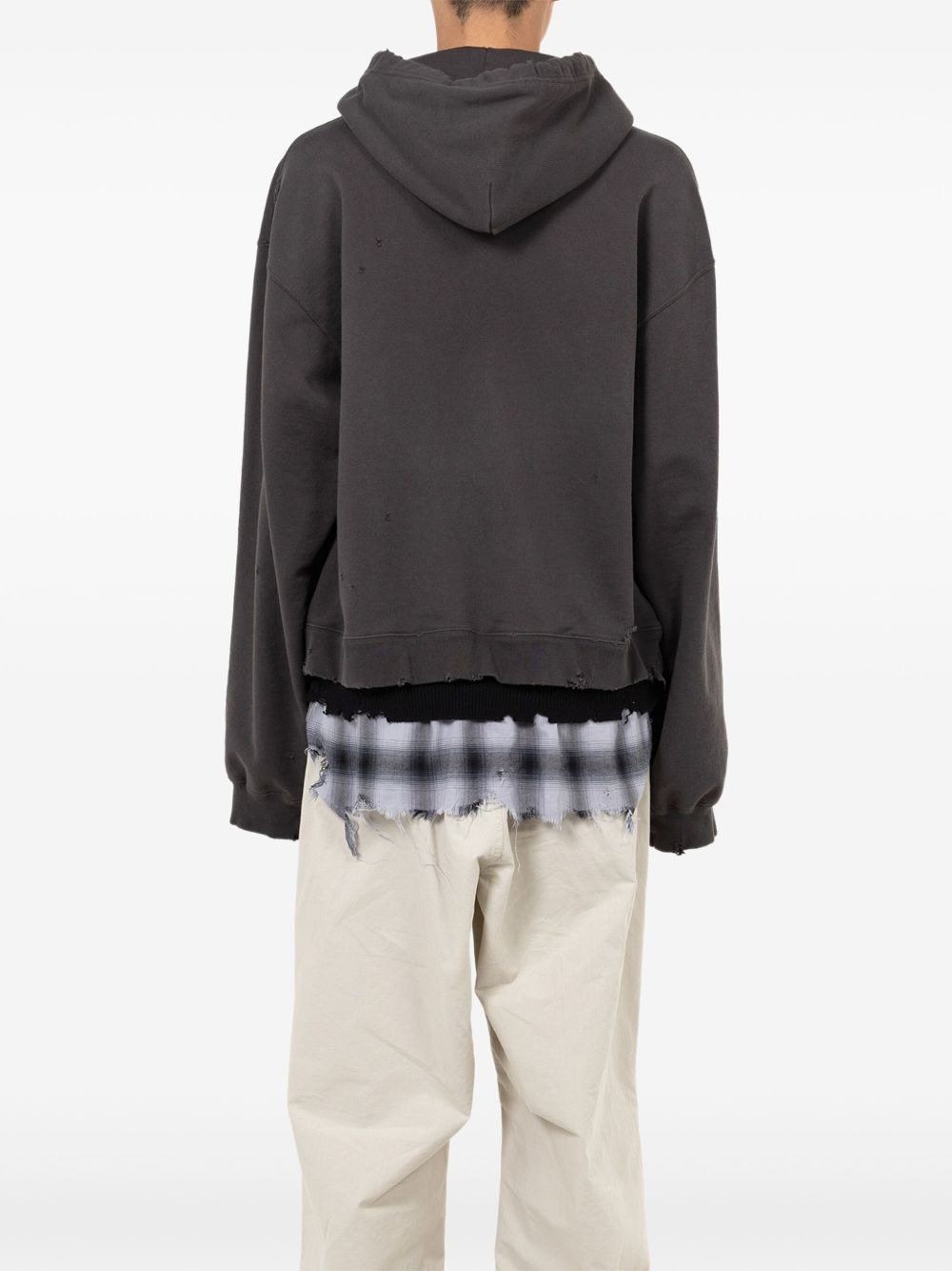 layered distressed hoodie - 3