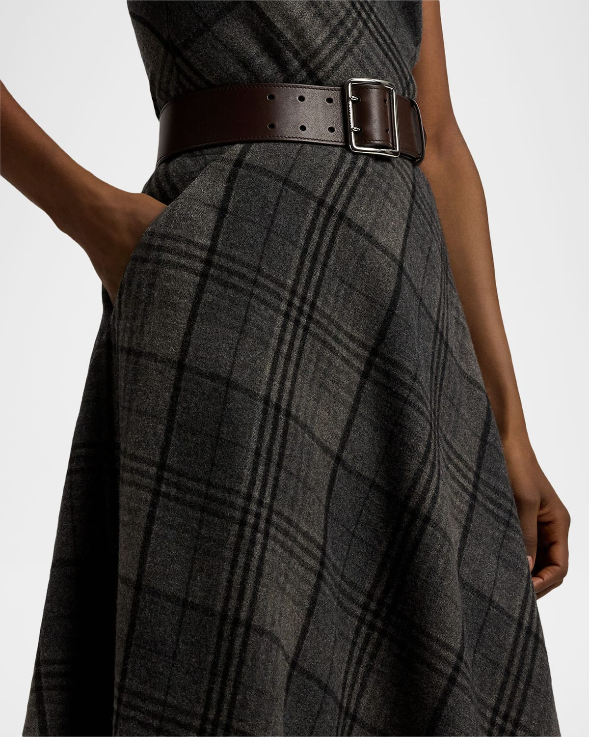 Fringed Plaid Wrap Midi Skirt - 7