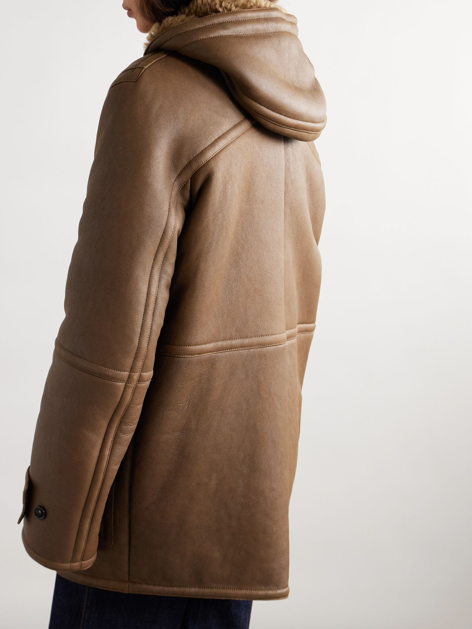 Auckland hooded shearling jacket Brown - 4