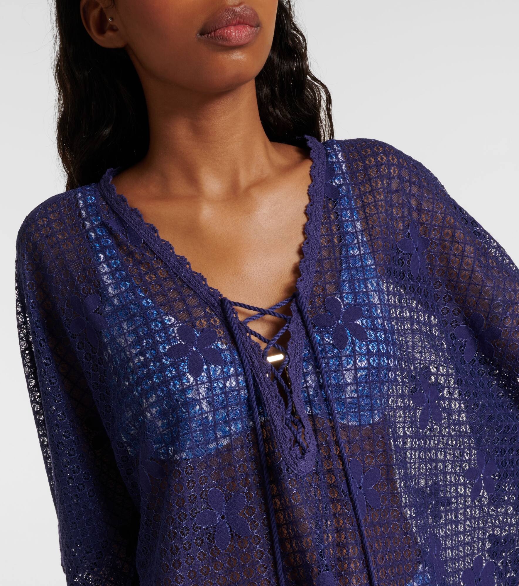 Cindy embroidered cotton-blend kaftan - 4