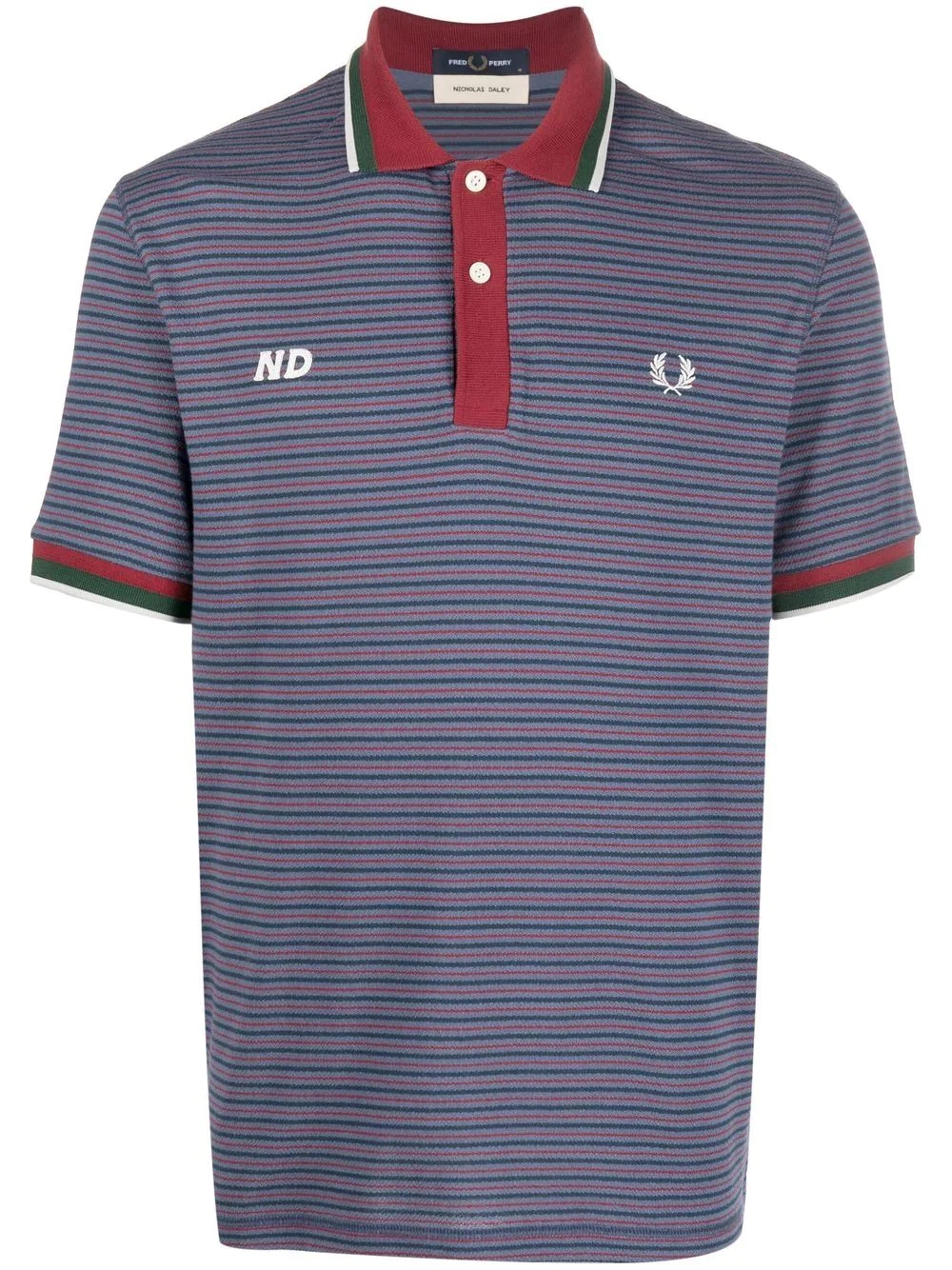 logo-embroidered striped polo shirt - 1