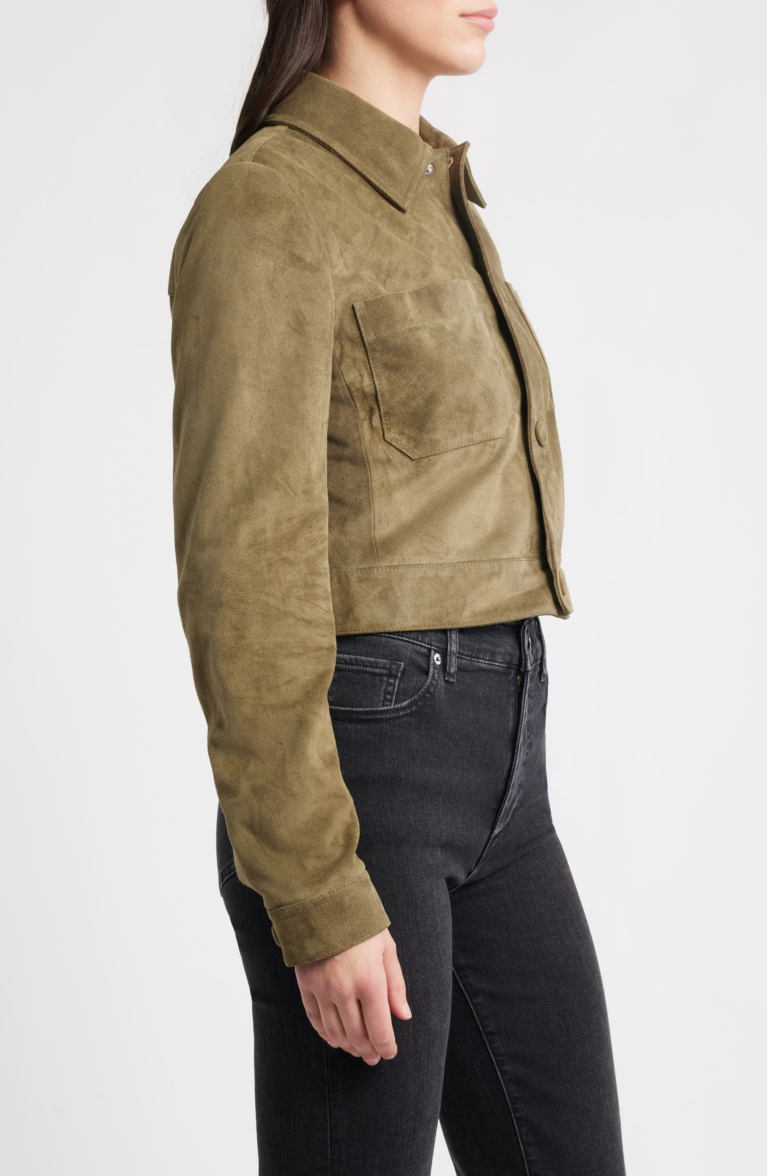 FRAME The Small Suede Jacket in Cypress at Nordstrom - 3