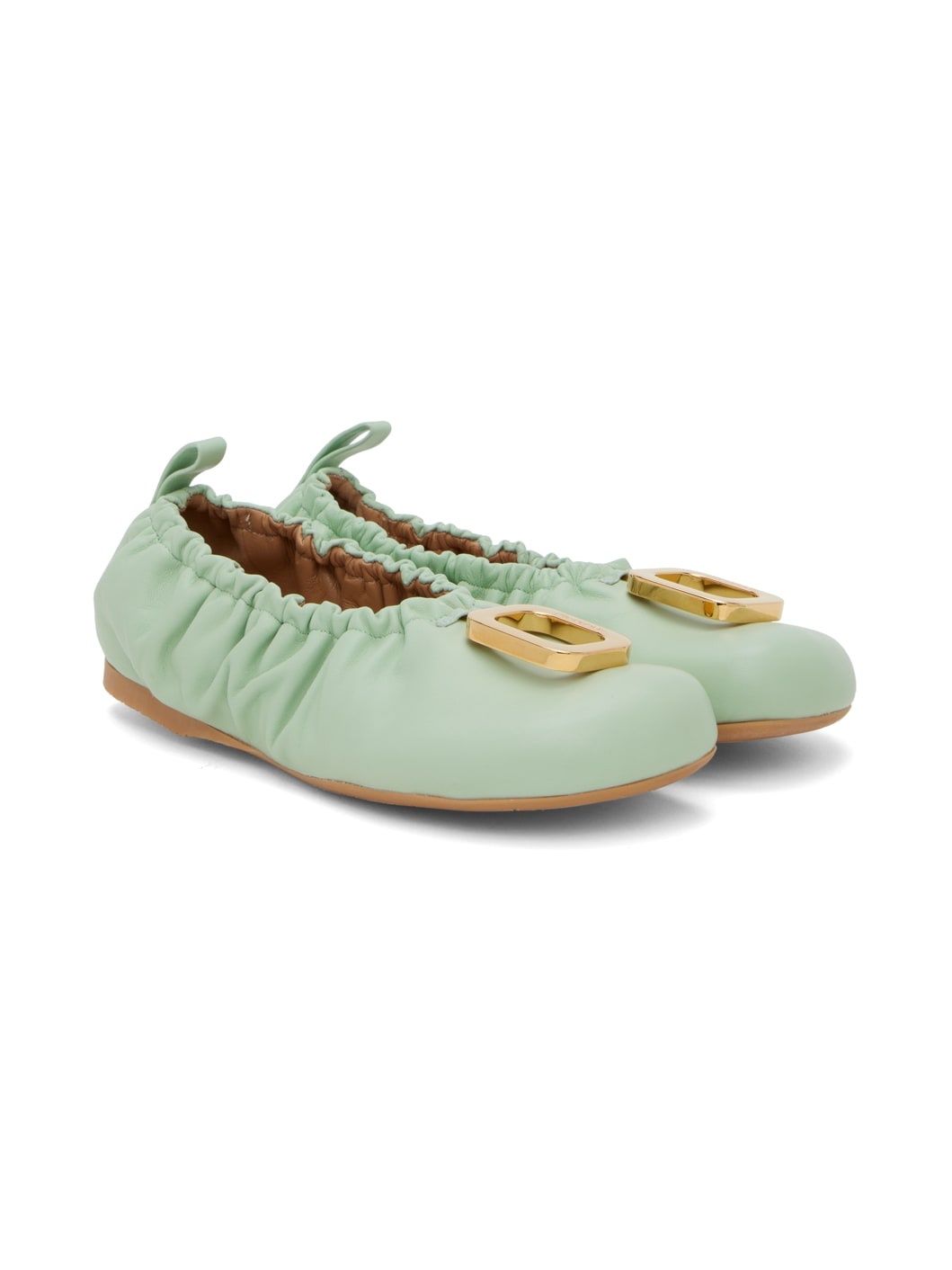 Green JWA Puller Leather Ballerina Flats - 4
