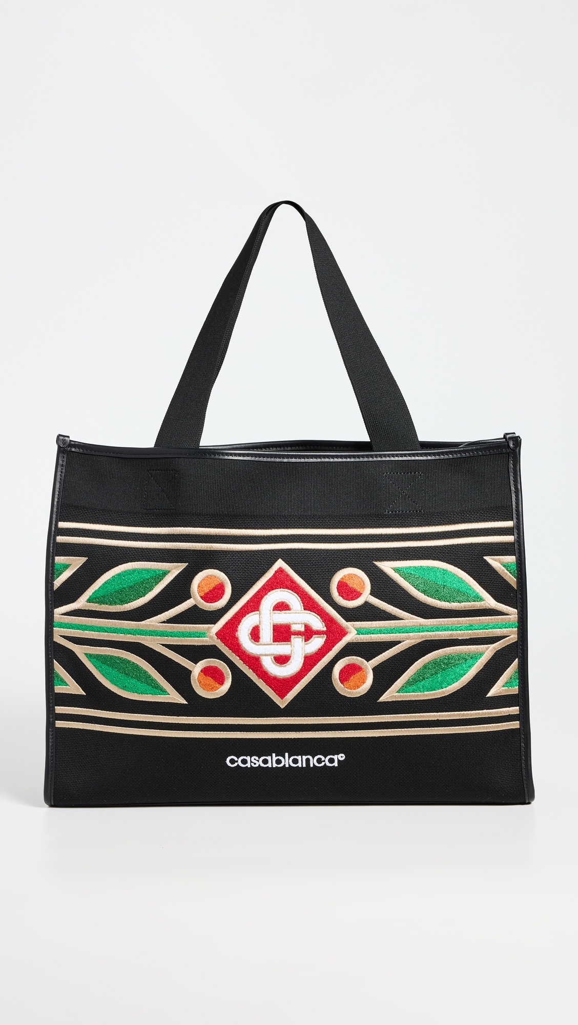 【関税込み】Embroidered Knit Shopper Bag - Casablanca - Knit CASABLANCA Embroidered Knit Shopper Tote | shopbop | REVERSIBLE