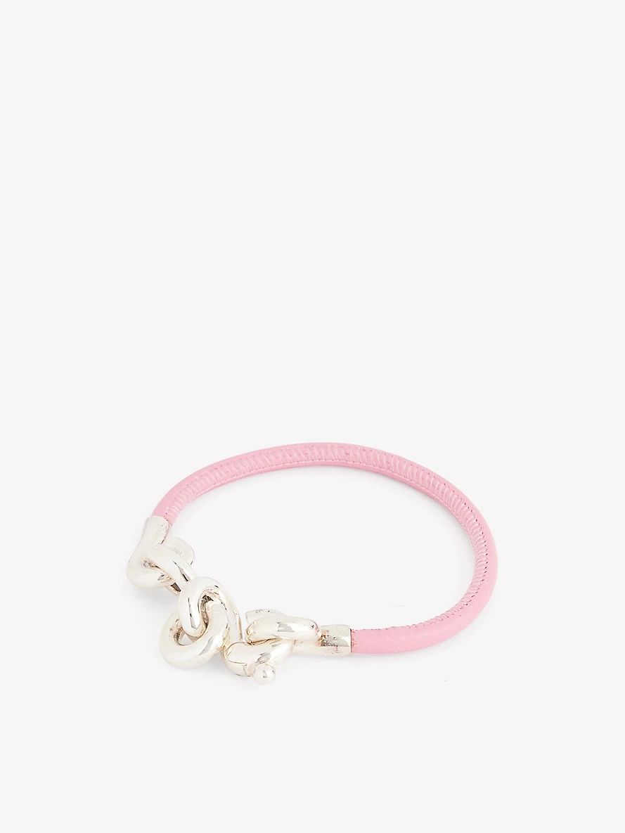 Chain-knot leather and sterling-silver bracelet - 1