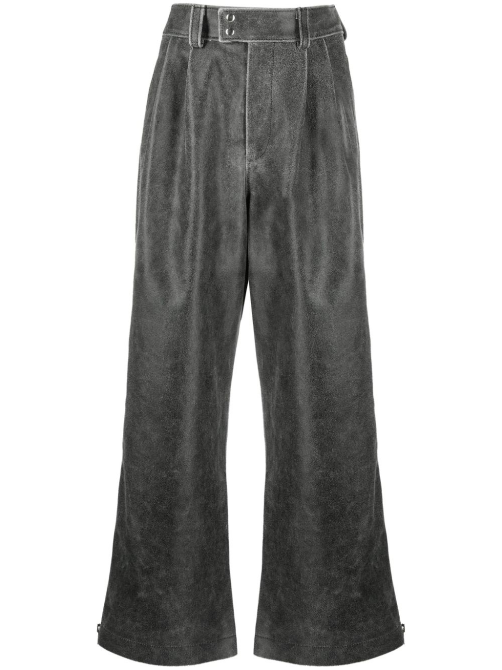 belted suede wide-leg trousers - 1
