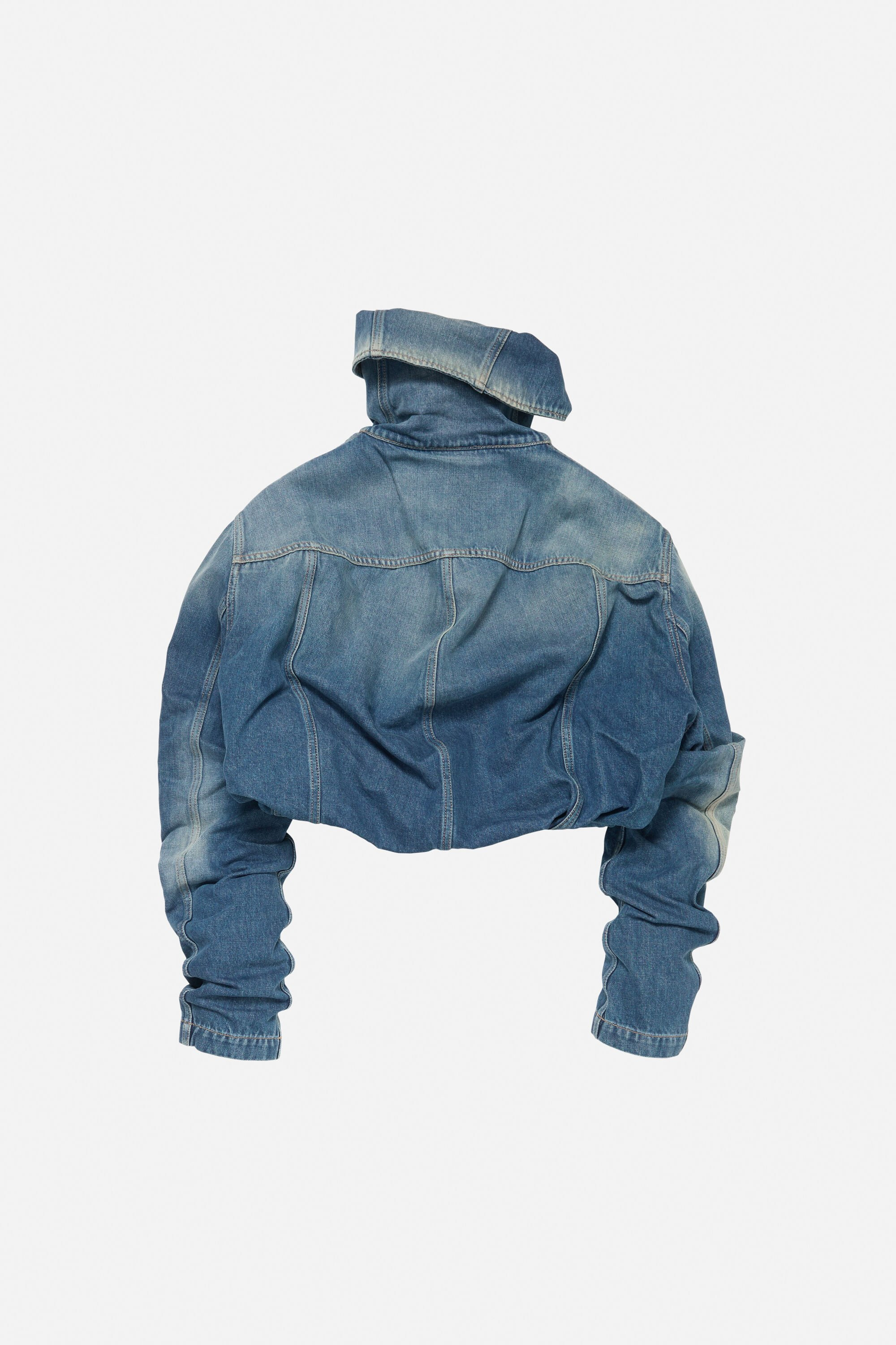 Crinkled denim jacket - Mid Blue - 7