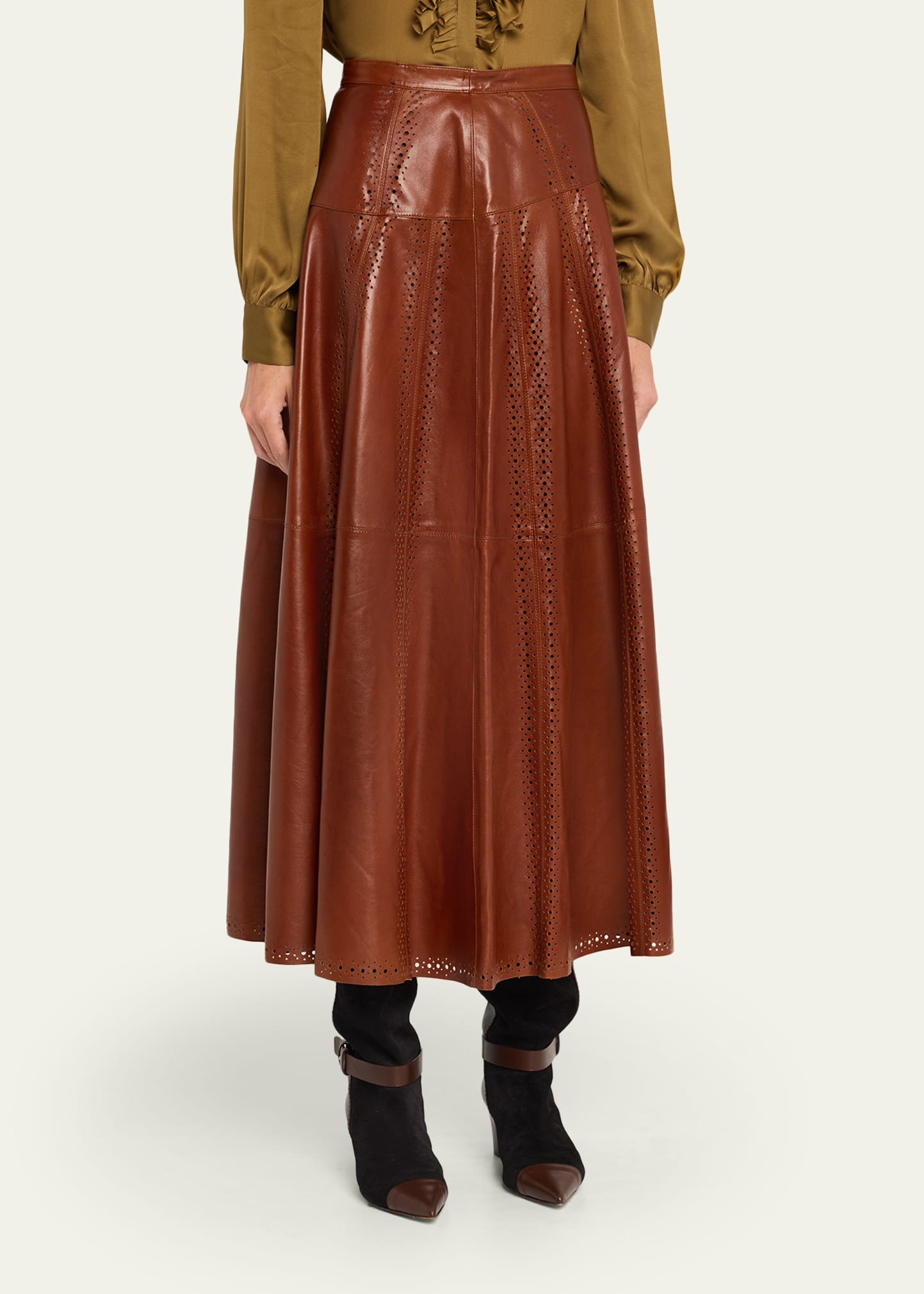 Aninda Leather Midi Skirt - 4