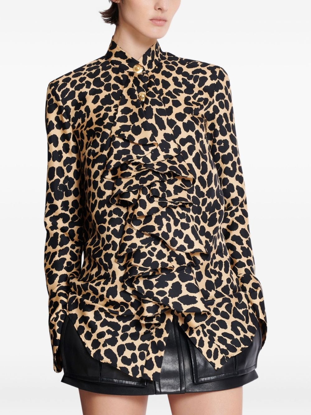 ruffled leopard-print shirt - 6