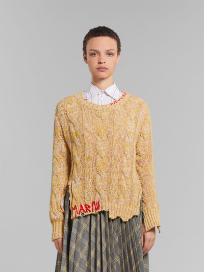 Marni YELLOW MOULINÉ JUMPER WITH NIBBLED EDGES outlook