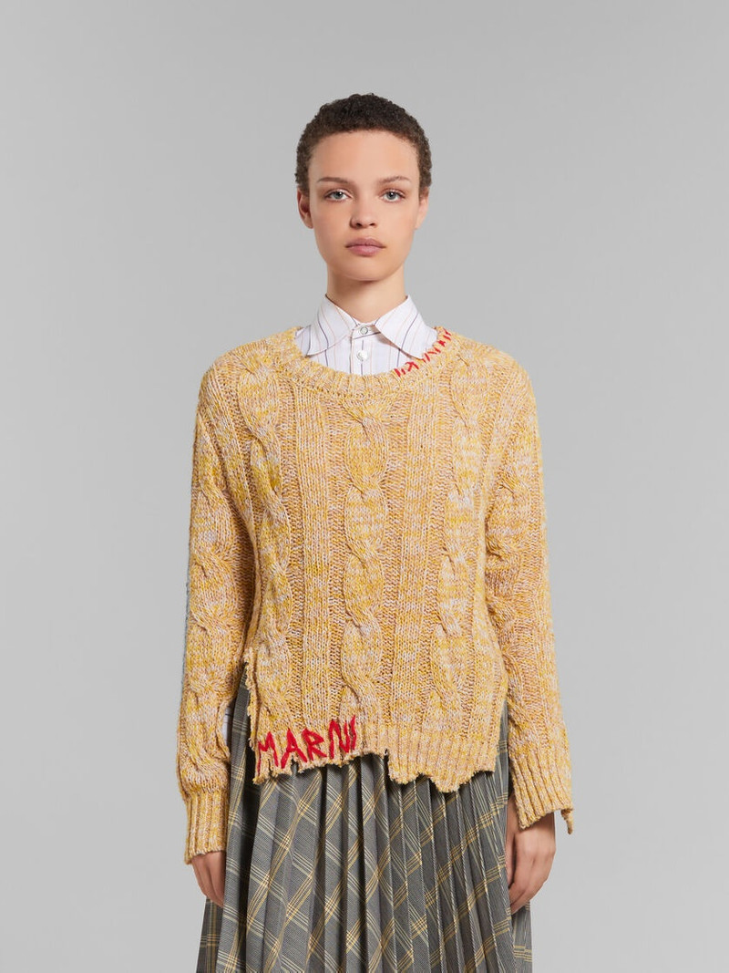 Marni YELLOW MOULINÉ JUMPER WITH NIBBLED EDGES outlook