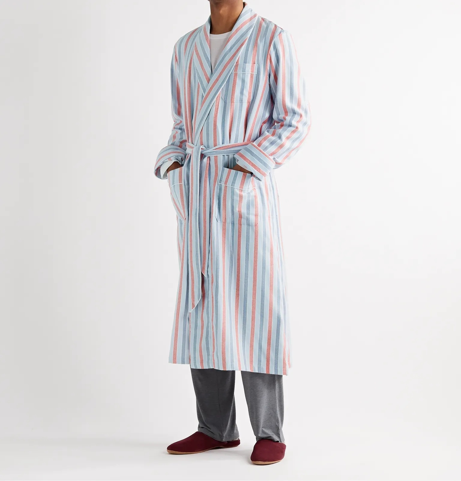 Kelburn Striped Brushed Cotton Robe - 2