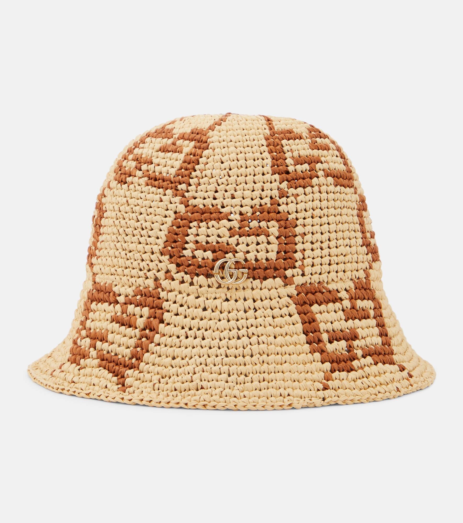 GG raffia-effect cloche hat - 1