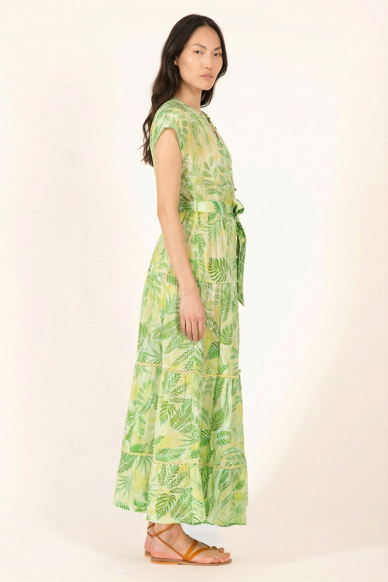 Long Dress Kora - Green Calathea 3