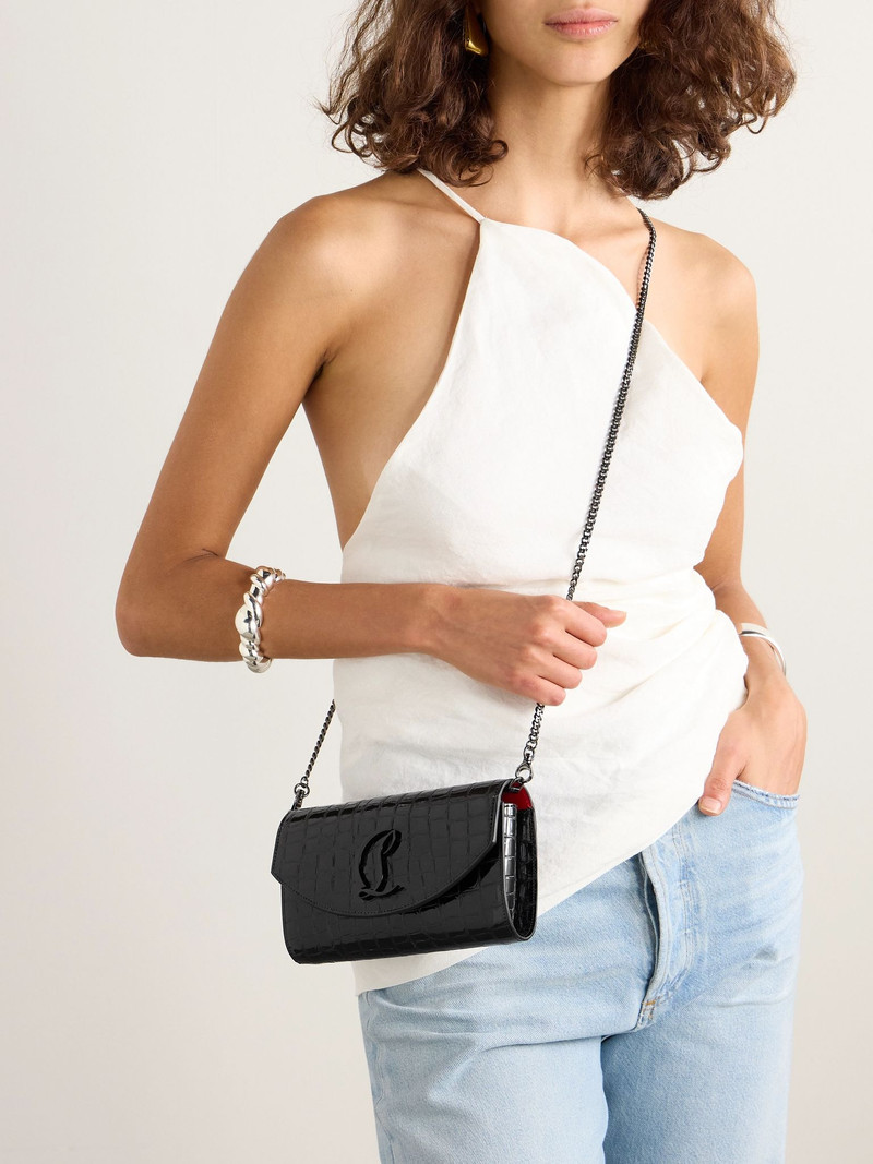 Christian Louboutin Loubi54 croc-effect leather shoulder bag Black outlook