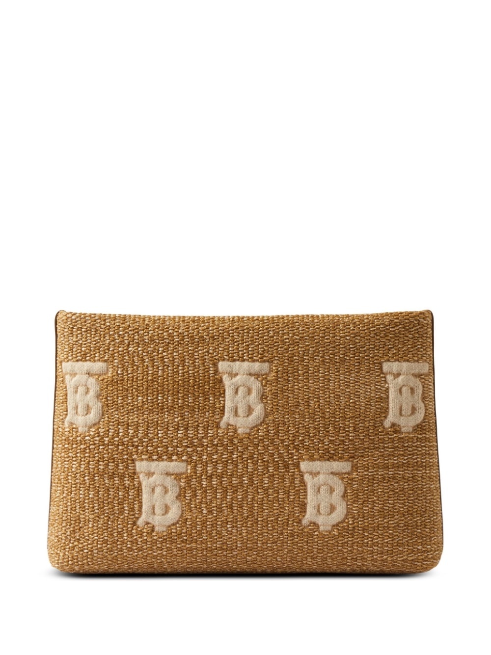 monogram raffia-effect pouch - 1