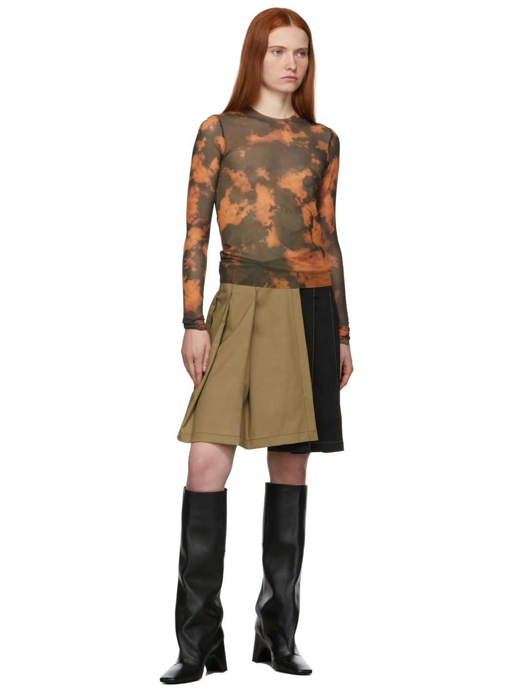 SSENSE Exclusive Orange Mesh Long Sleeve T-Shirt - 4