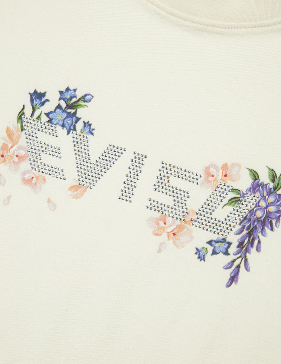 FLORAL PRINT AND RHINESTONE LOGO OVERSIZED T-SHIRT - 7