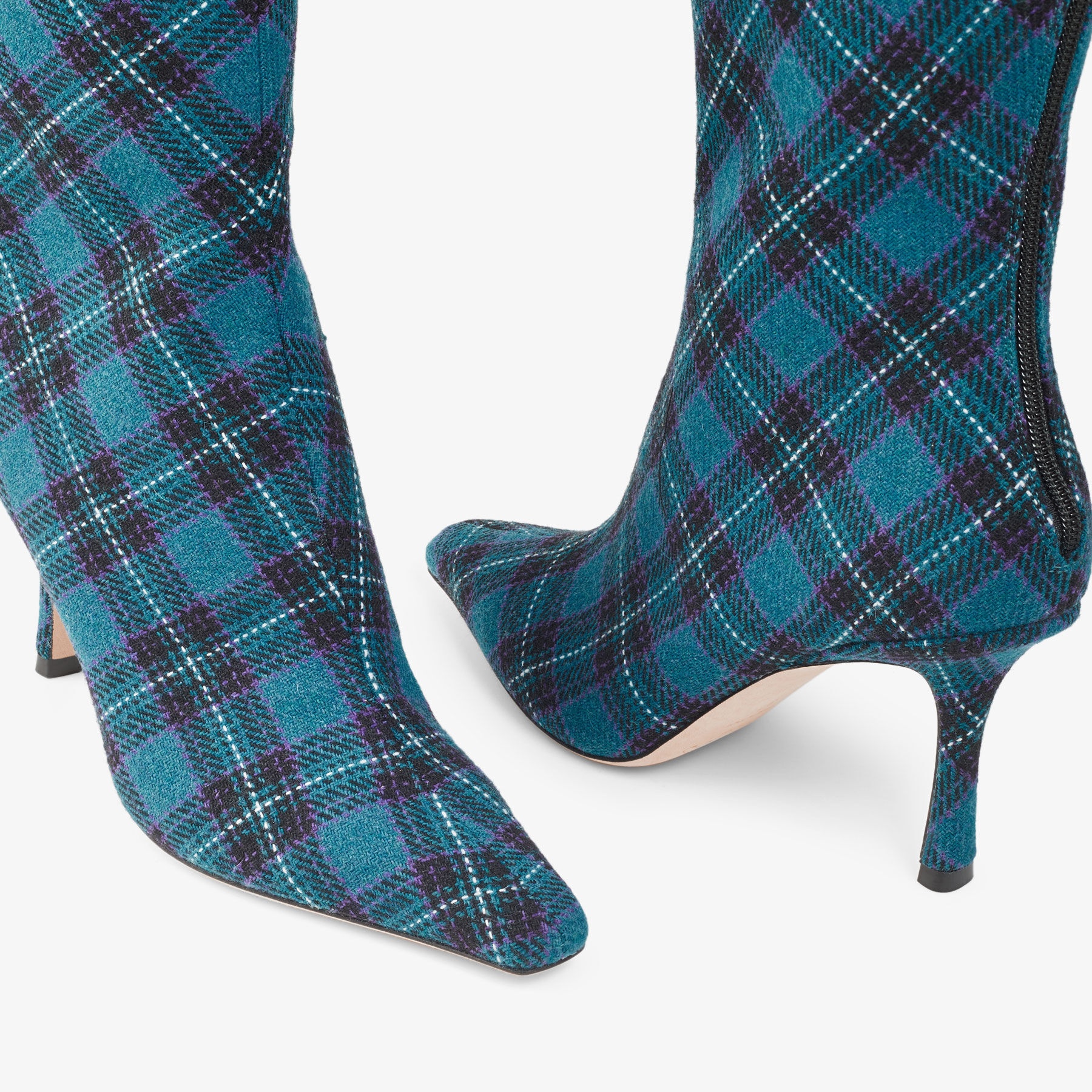 Agathe Knee Boot 85
Peacock Tartan Fabric Knee-High Boots - 4