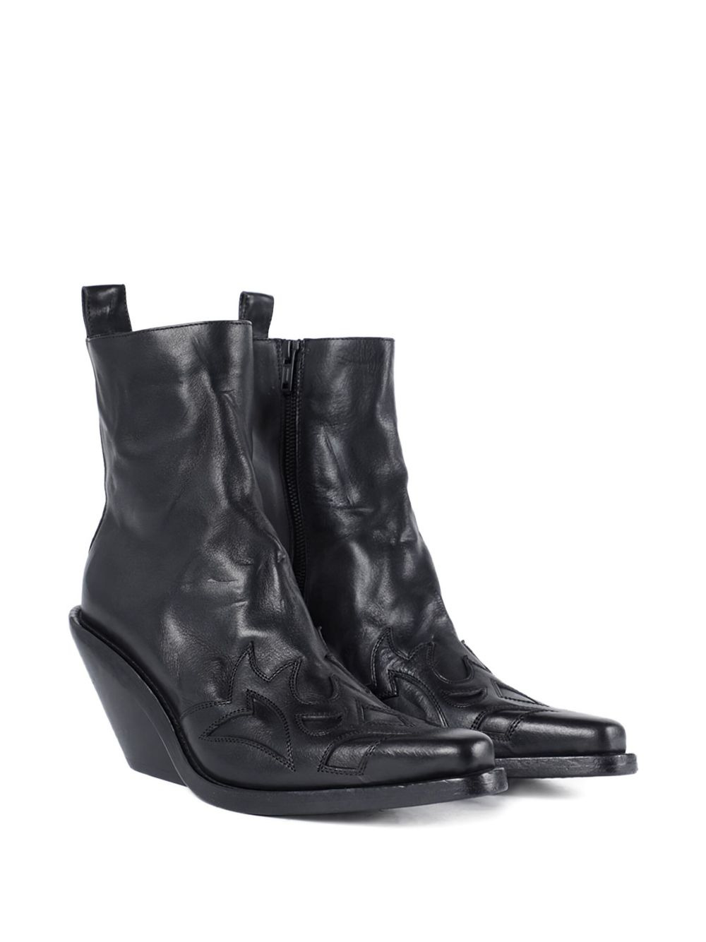 leather carved-detail boots - 2