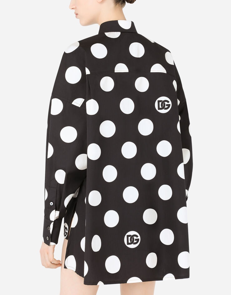 Poplin shirt with polka-dot print and DG embellishment - 6