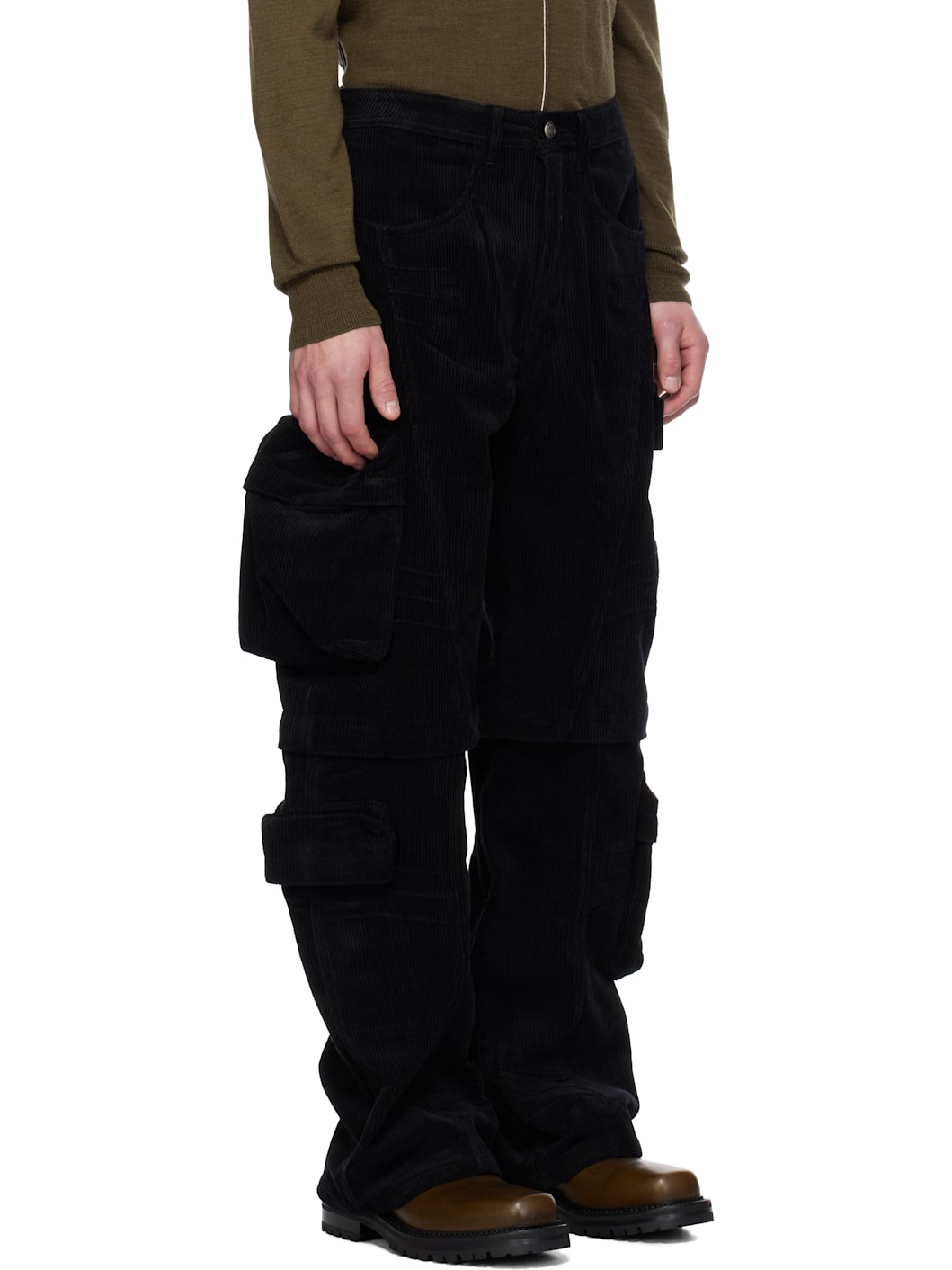 Black Milano Corduroy Cargo Pants - 2