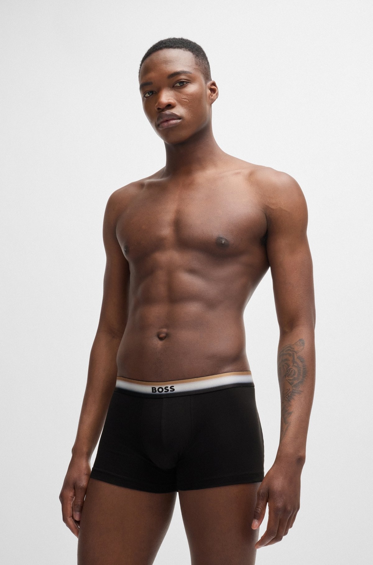 TWO-PACK OF STRETCH-COTTON TRUNKS WITH LOGO WAISTBANDS - 2