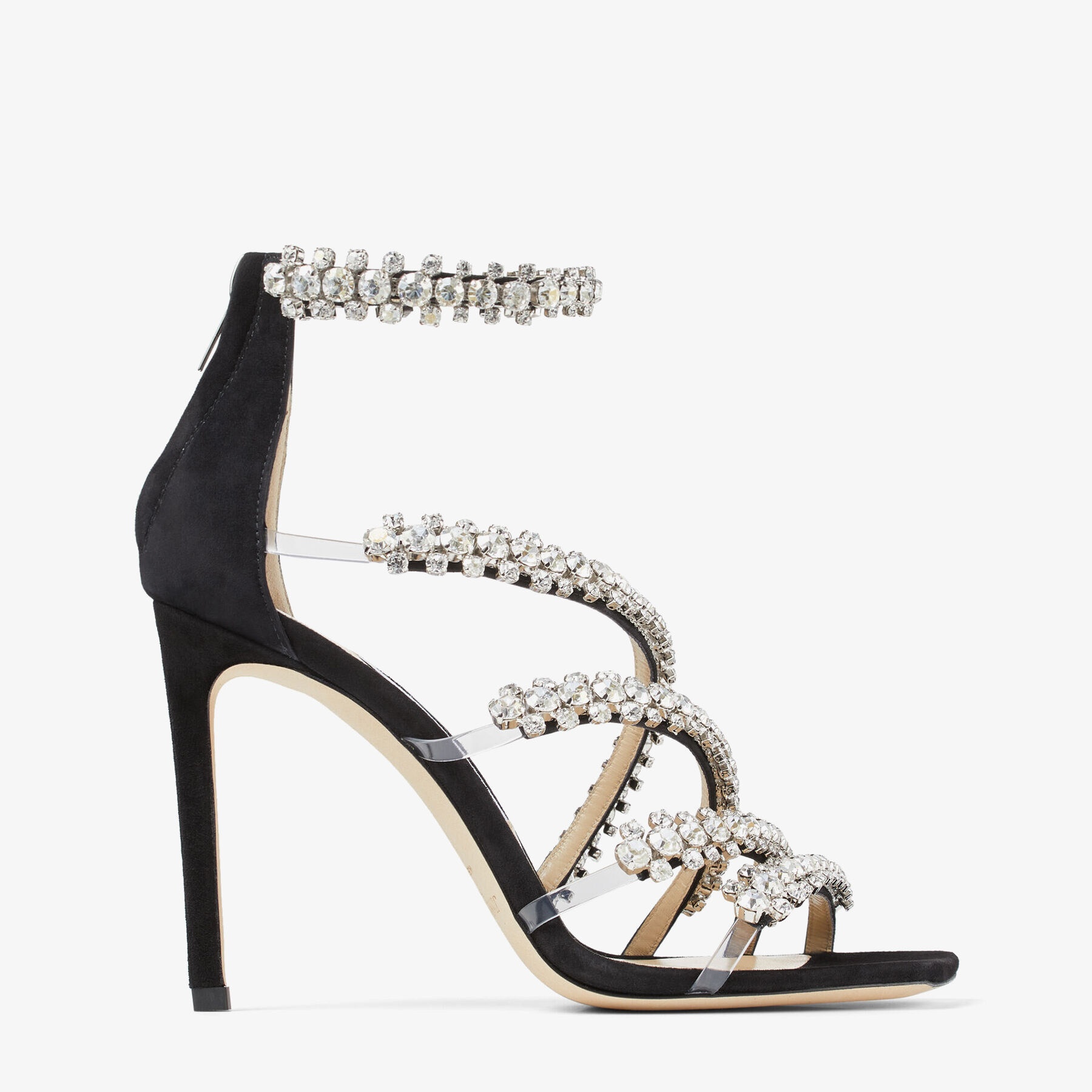 Josefine 100
Black Suede Sandals with Crystal Embellishment - 1