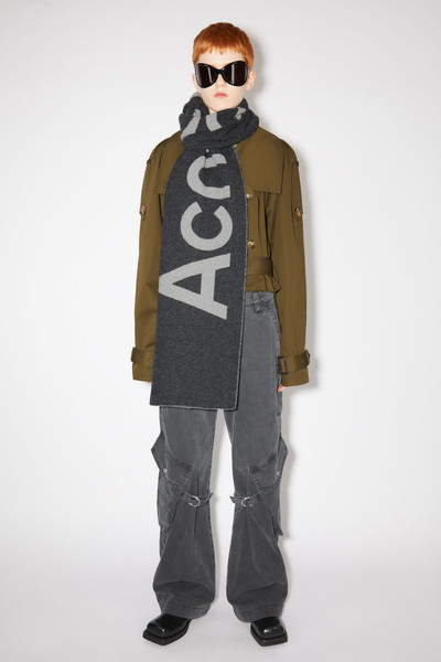 Acne Studios Logo jacquard scarf - Narrow - Grey/light grey outlook