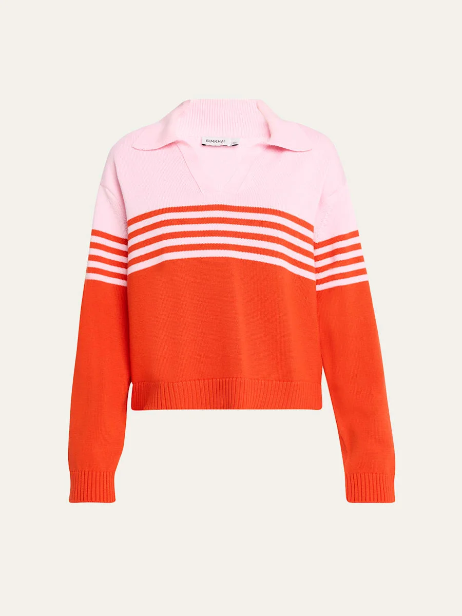 Jules Stripe Polo Sweater - 1