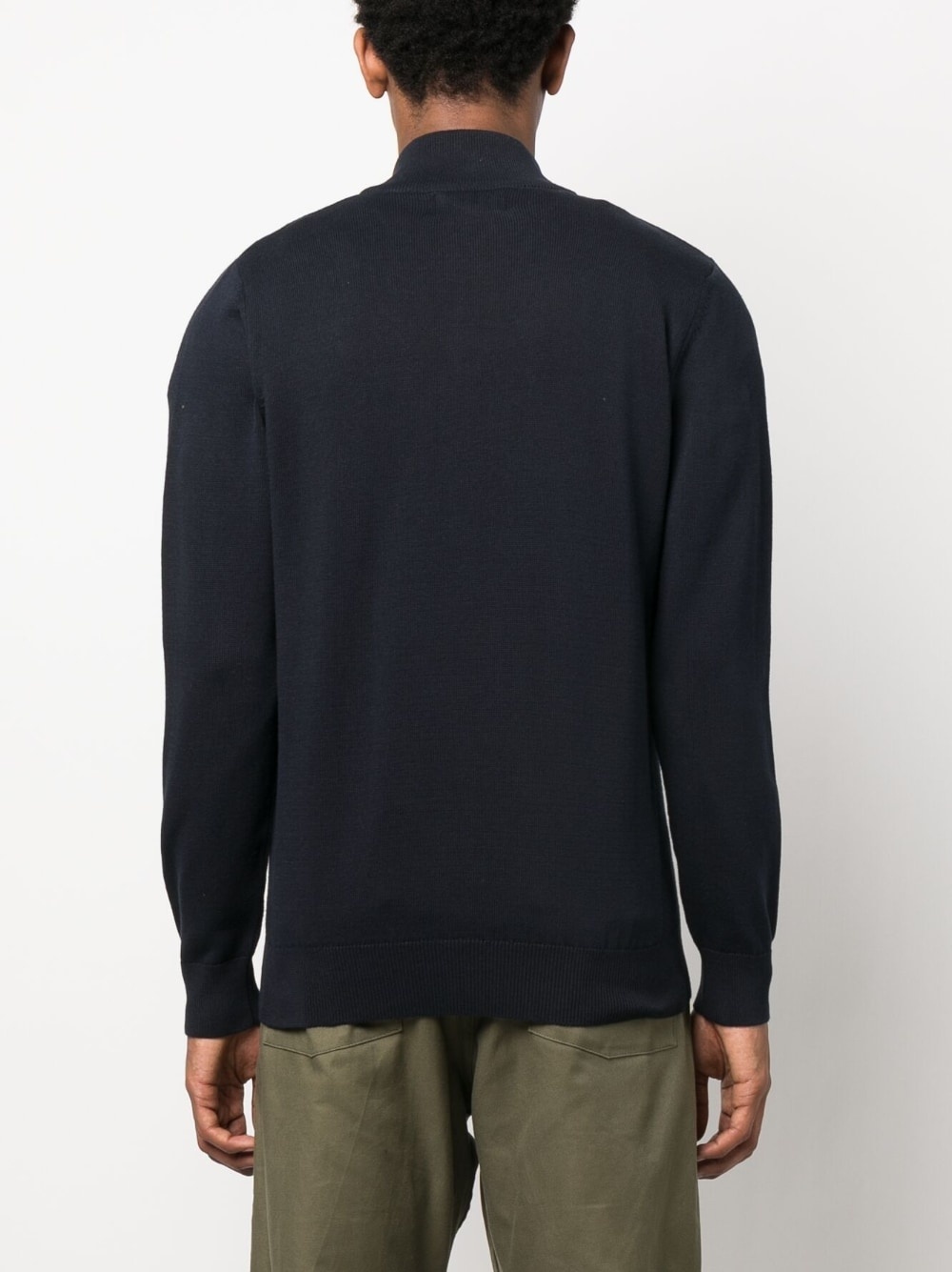 logo-embroidered half-zip jumper - 4