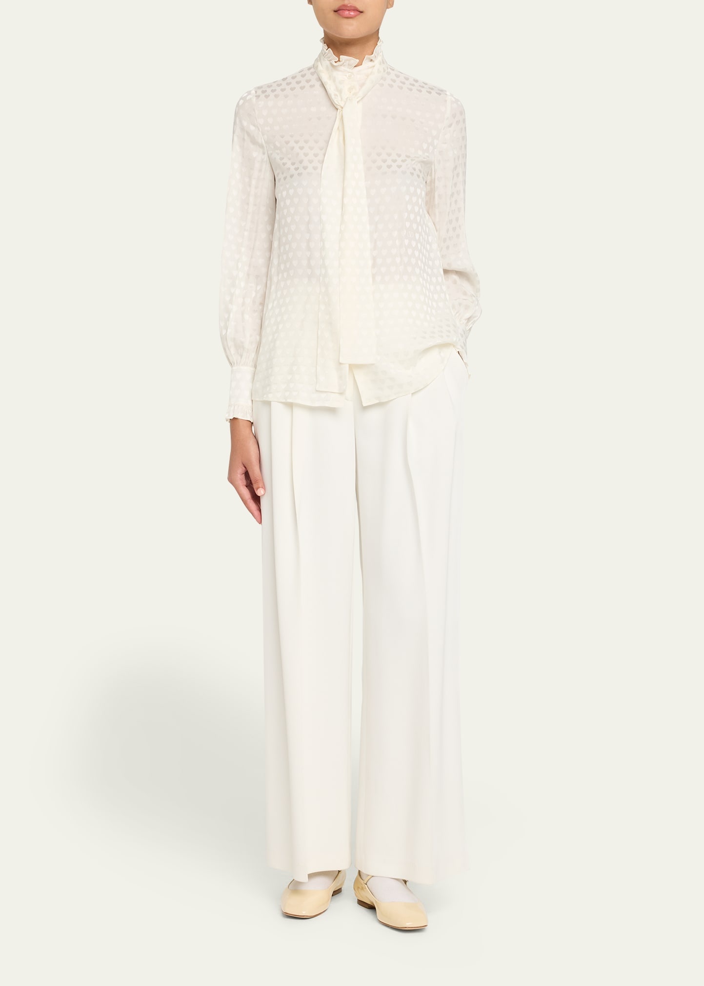 High-Neck Silk Heart Shirt - 2