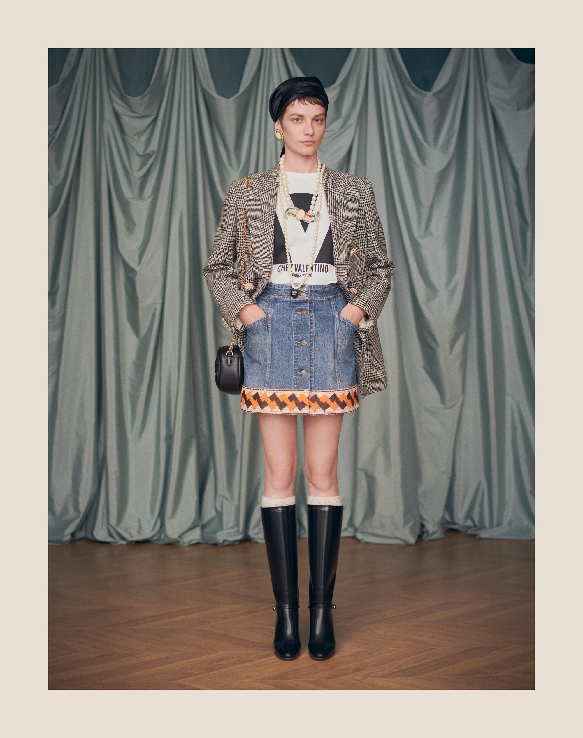 DENIM SKIRT WITH JACQUARD TRIMS - 9
