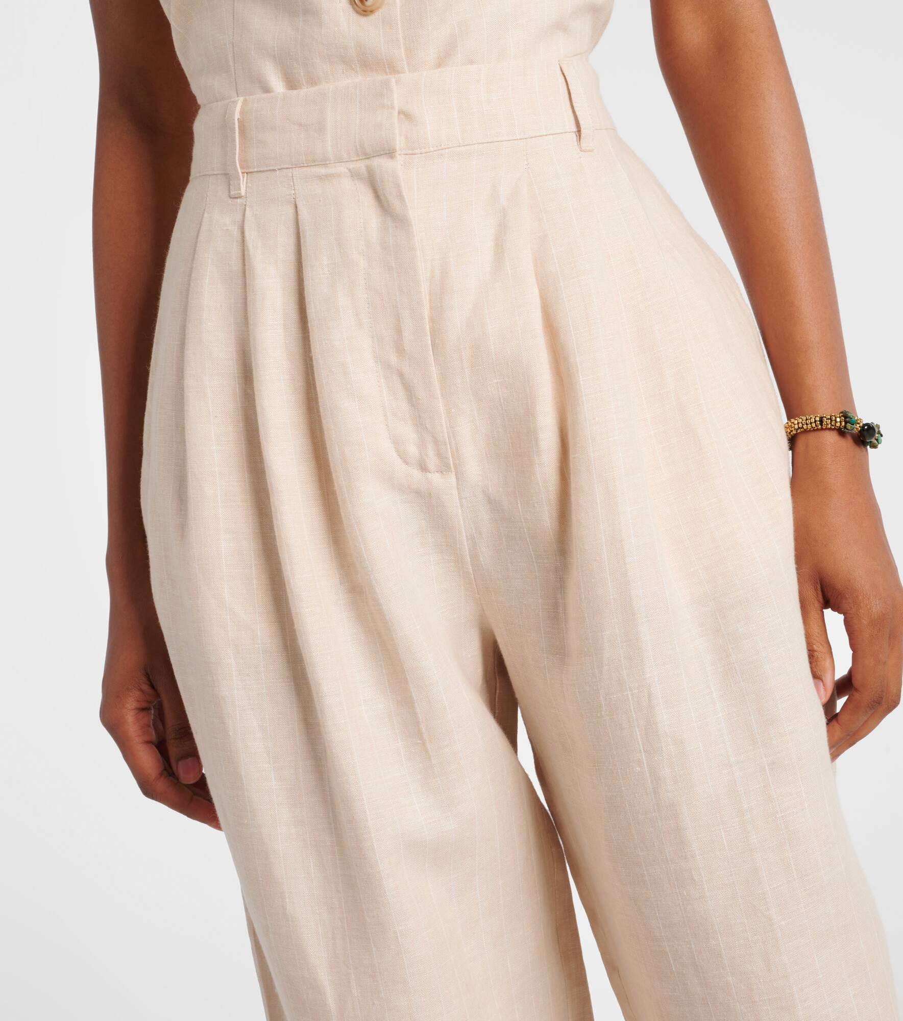Lucille pinstripe linen barrel-leg pants - 4