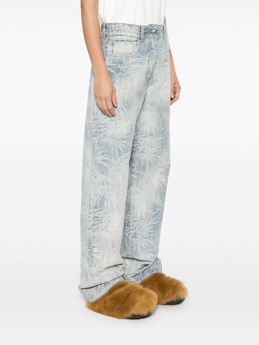 palms jacquard jeans - 3