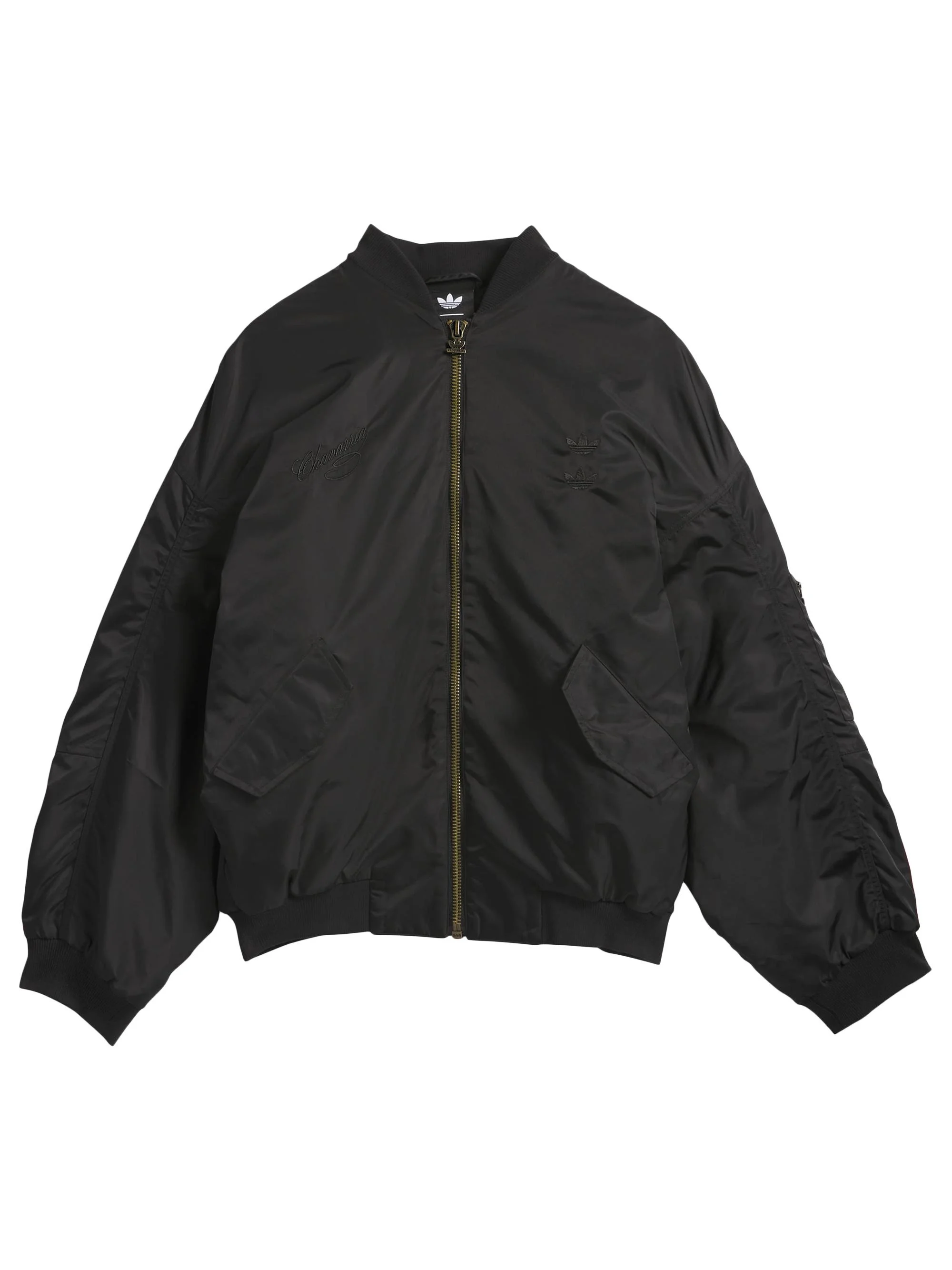 Men's adidas x Willy Chavarria Satin Oversized Bomber Jacket - Black - 1