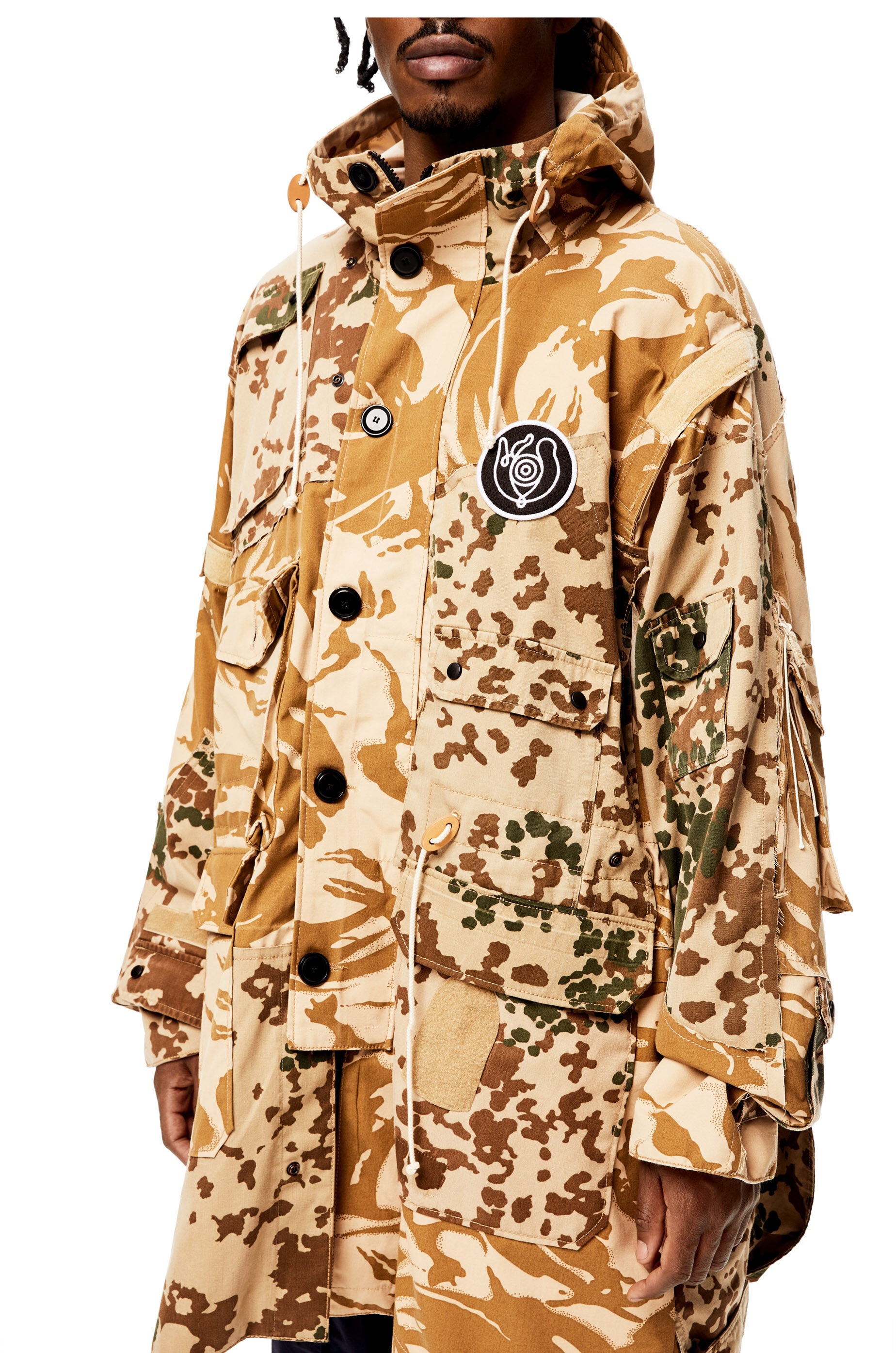 Camo patchwork parka - 5