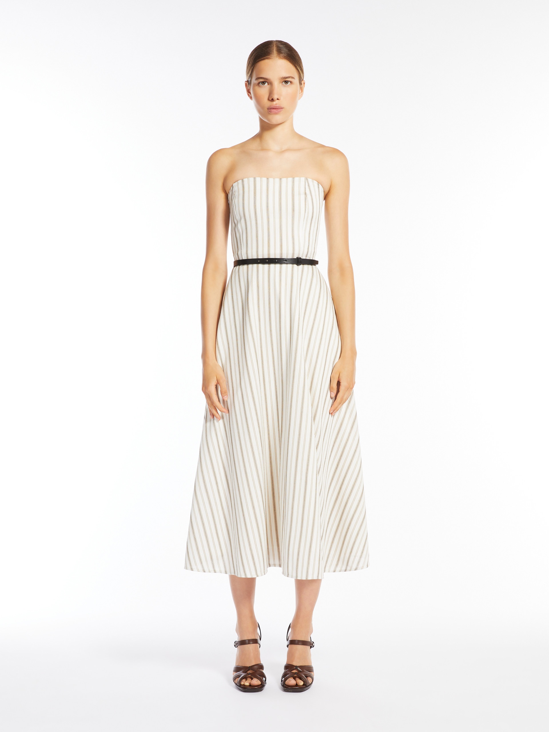 FERVIDA Striped cotton and linen bustier dress - 3