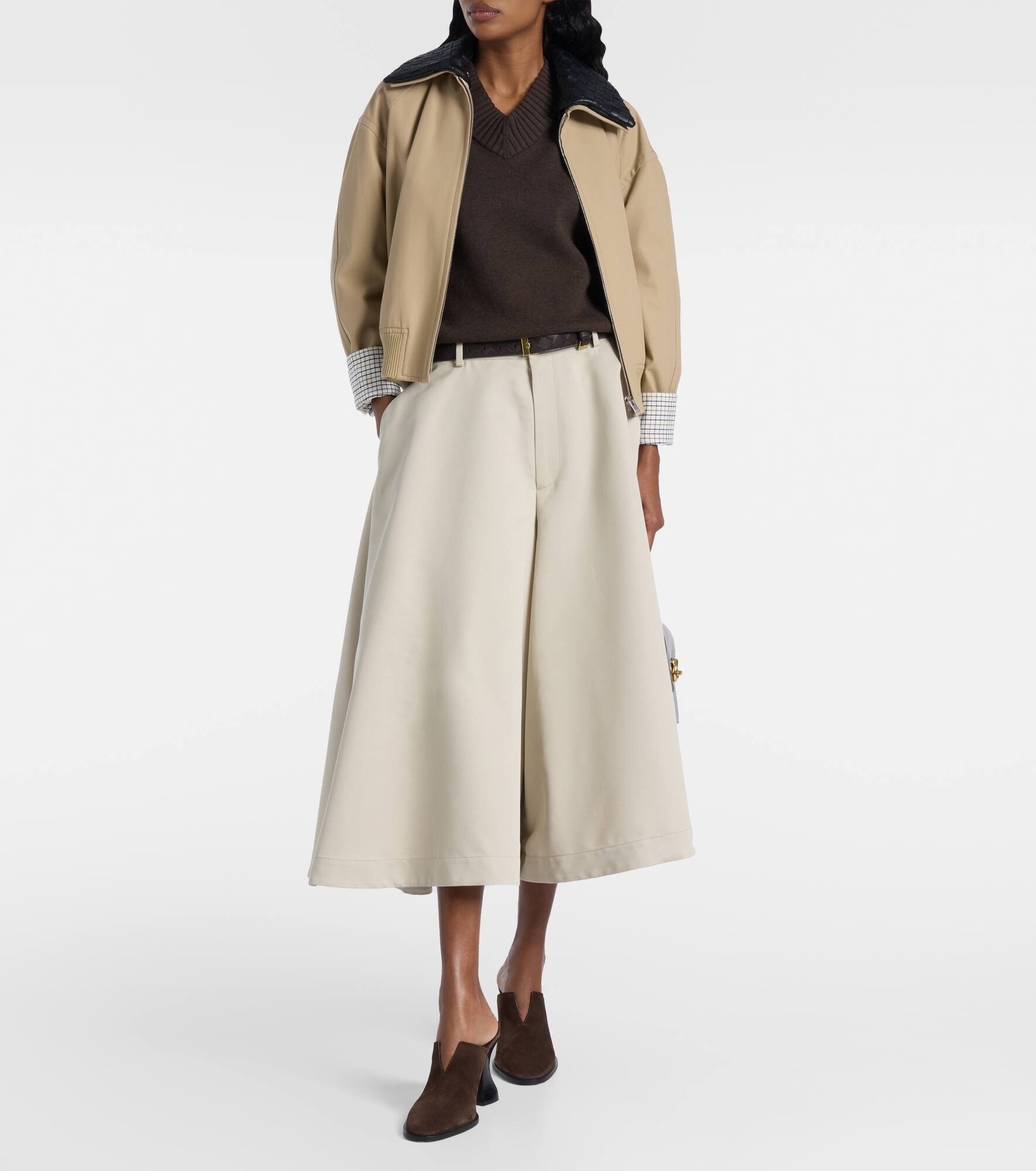 Cotton and silk twill culottes - 2