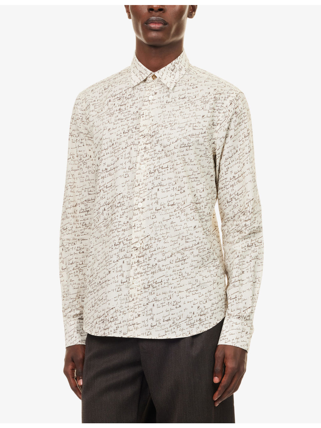 Writing-Print Slim-Fit Cotton-Poplin Shirt - 3