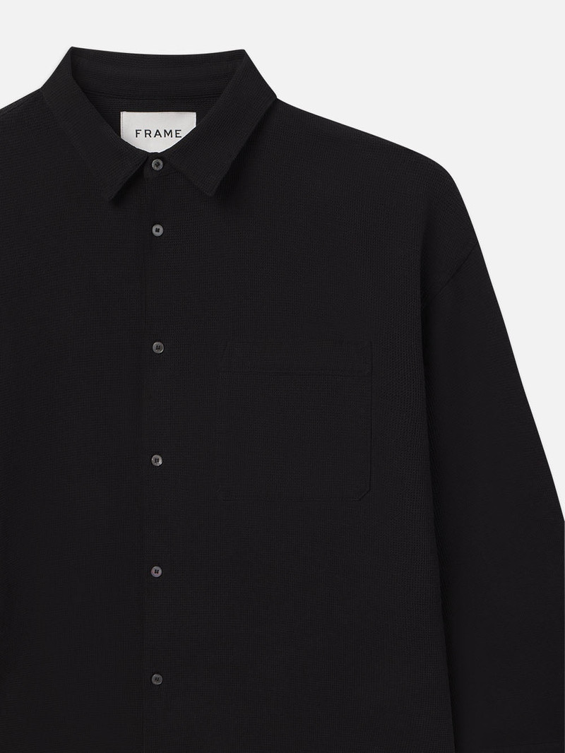 FRAME Waffle Textured Shirt in Black outlook