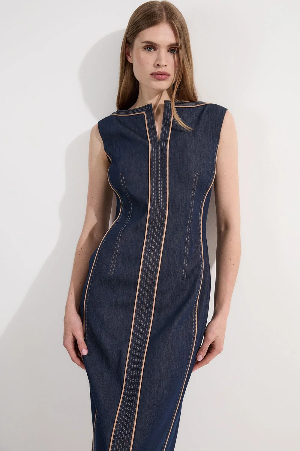 Archive Collection - Tailored Denim Pocketed Maxi Dress - 1