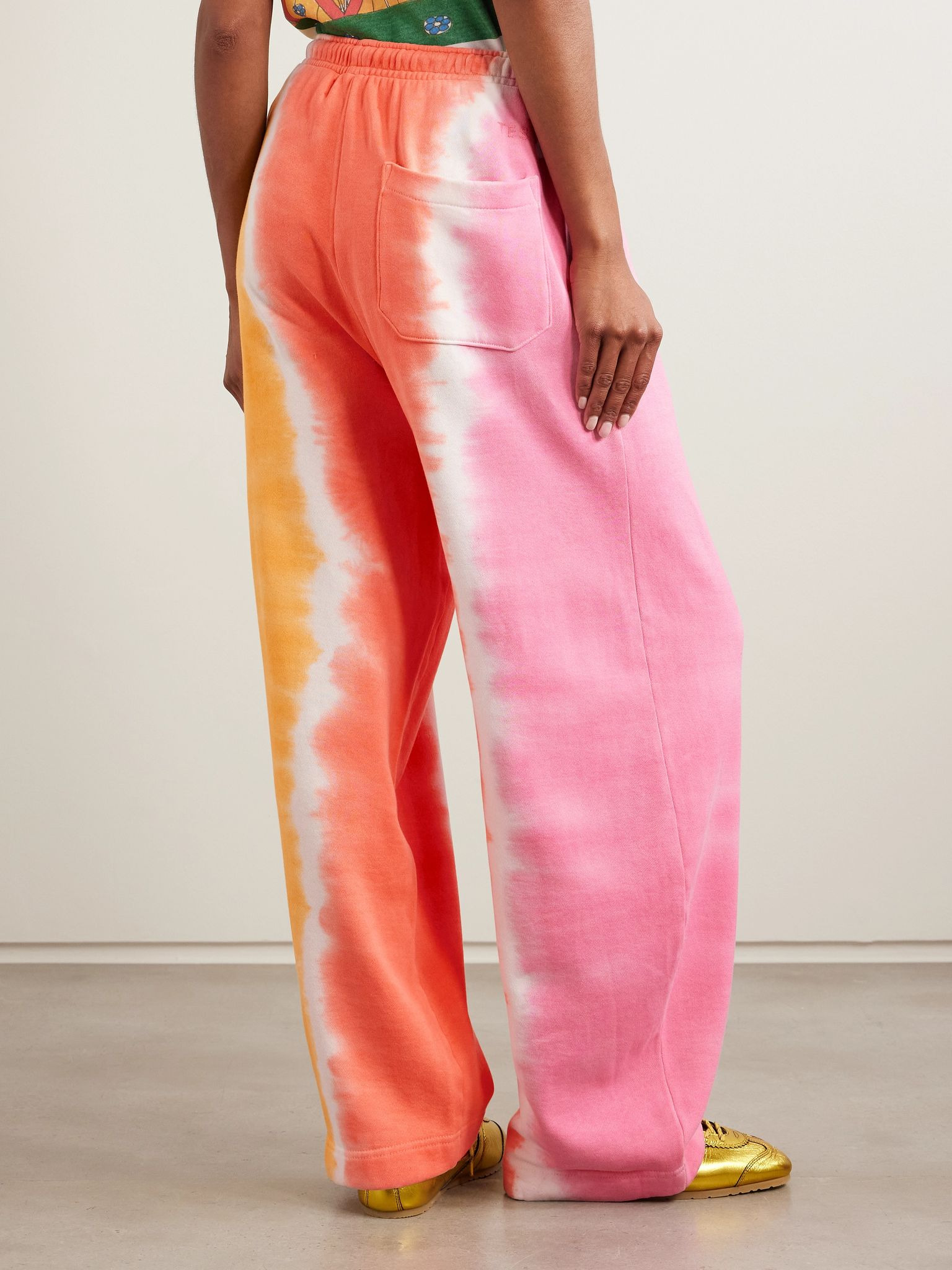 Tie-dyed cotton and cashmere-blend jersey track pants Orange - 4