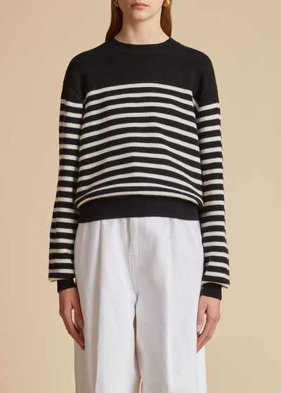 KHAITE The Viola Sweater in Black and Ivory Stripe outlook