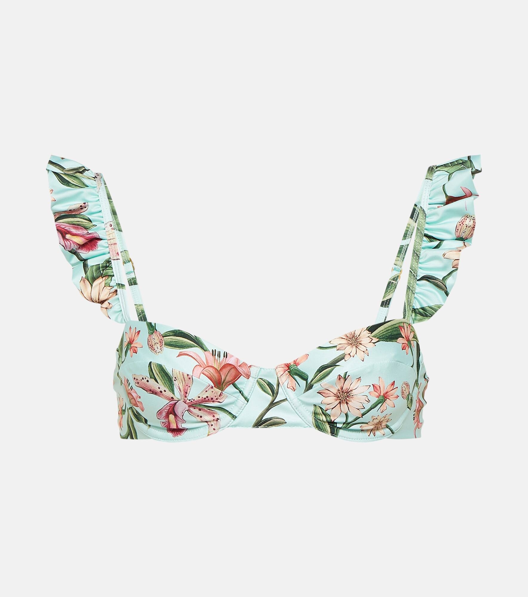 Kiwi floral ruffled bikini top - 1