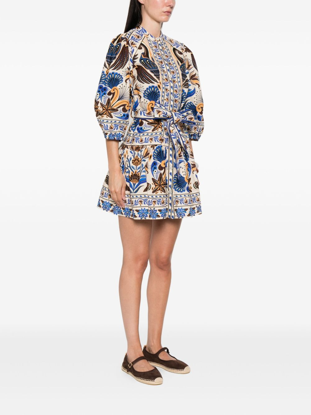 printed belted mini shirt dress - 3