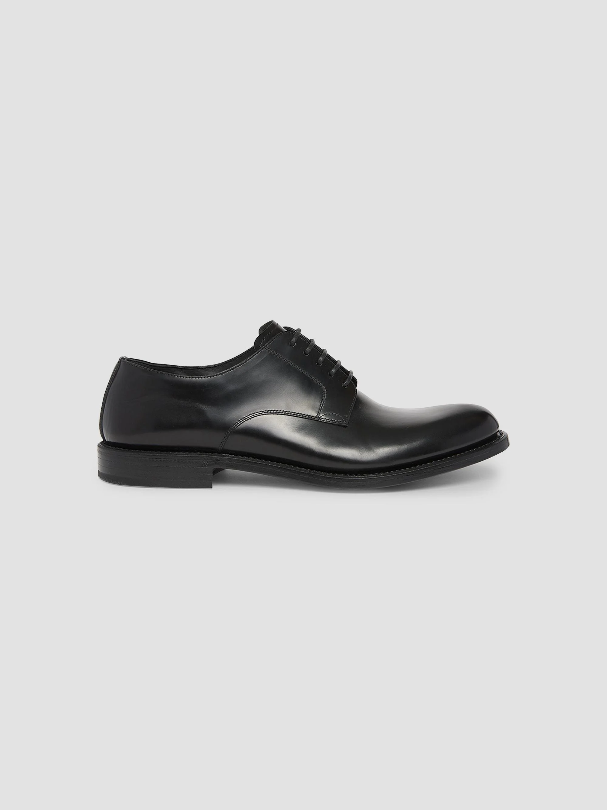 Men's Polished Leather Derbys - Black - 1