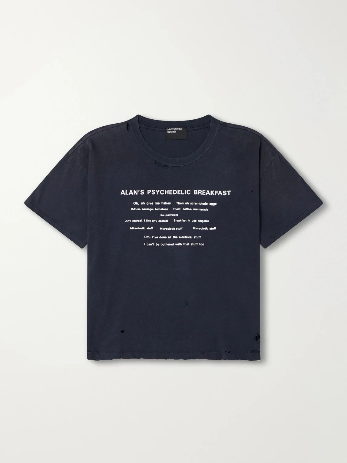 Alan's Breakfast Printed Distressed Cotton-Jersey T-Shirt - 1