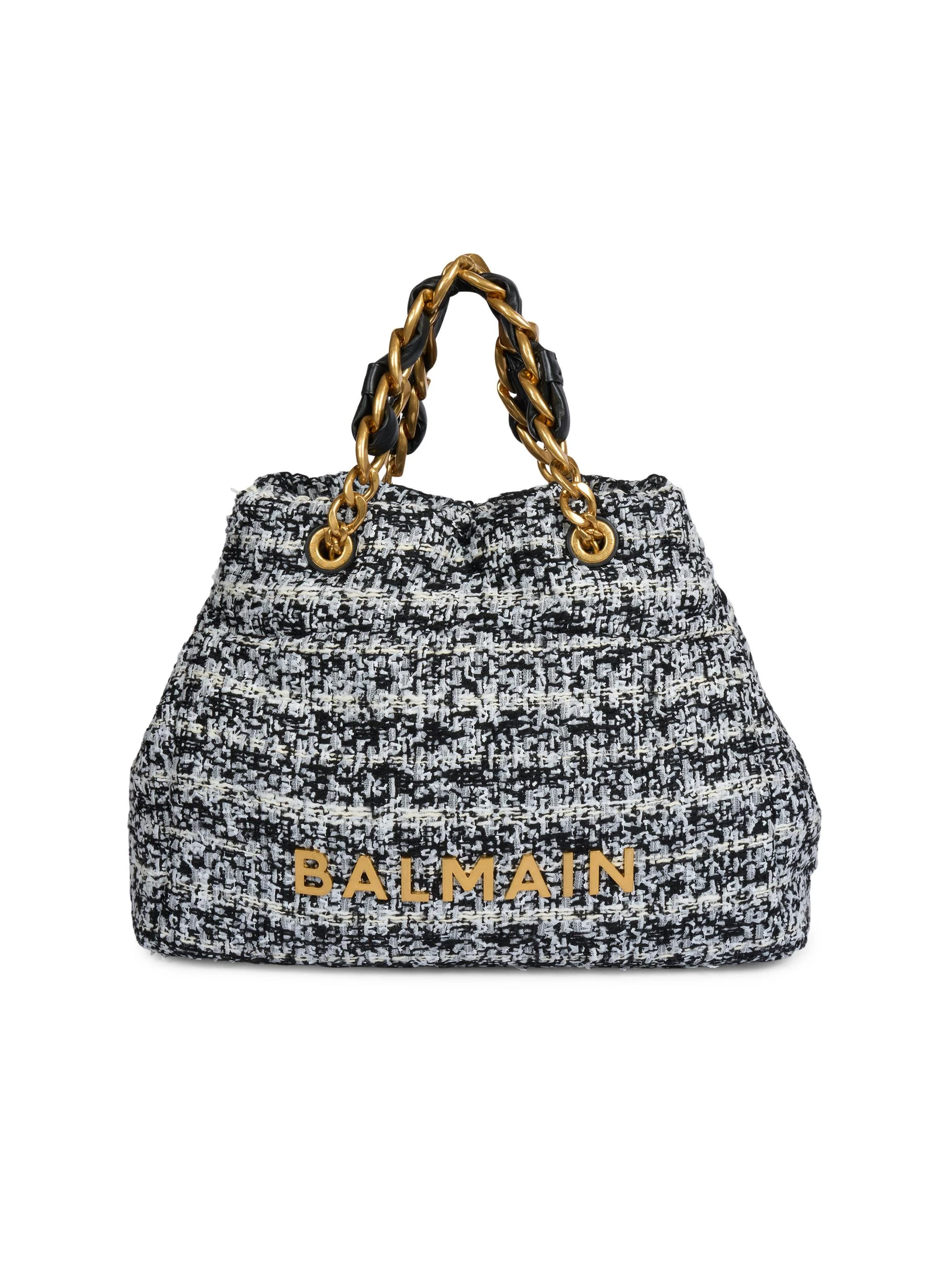 Women's 1945 Soft Cabas-Tweed Tote Bag - Noir Blanc - 1