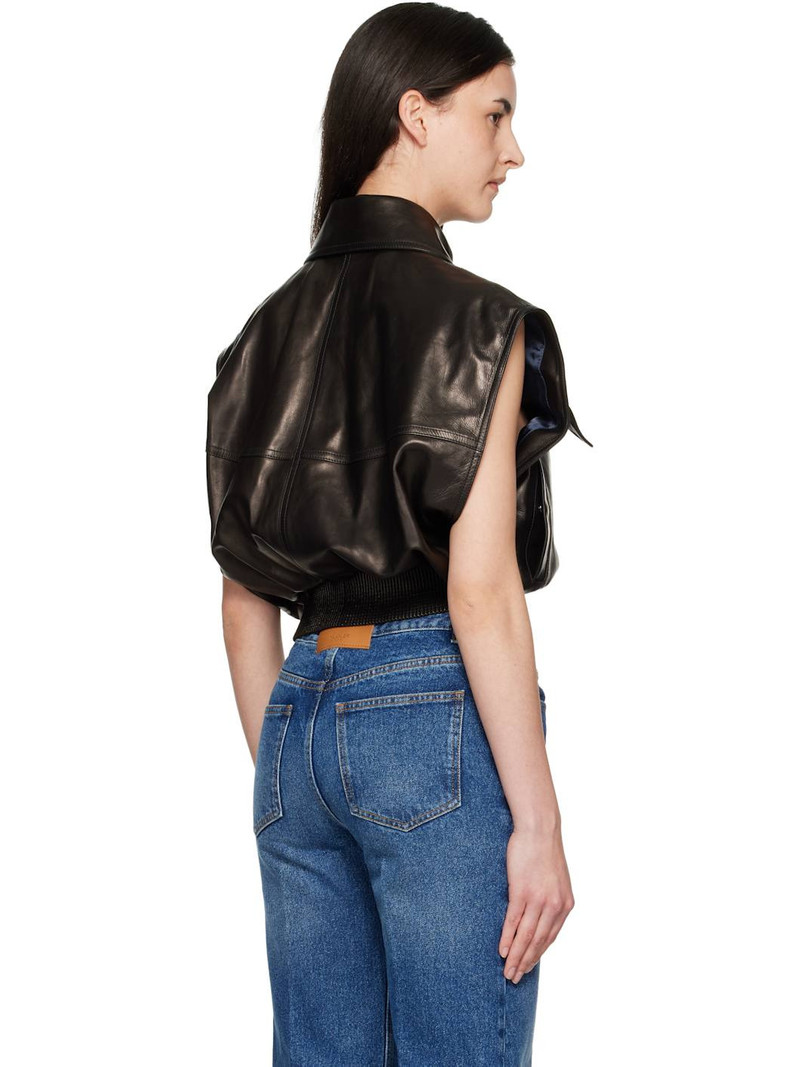 Black Embossed-Logo Leather Vest 3